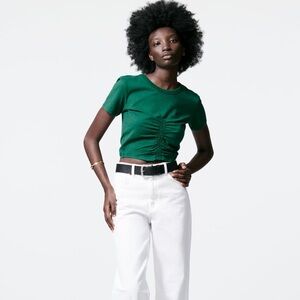 ZARA ruched front cropped t-shirt